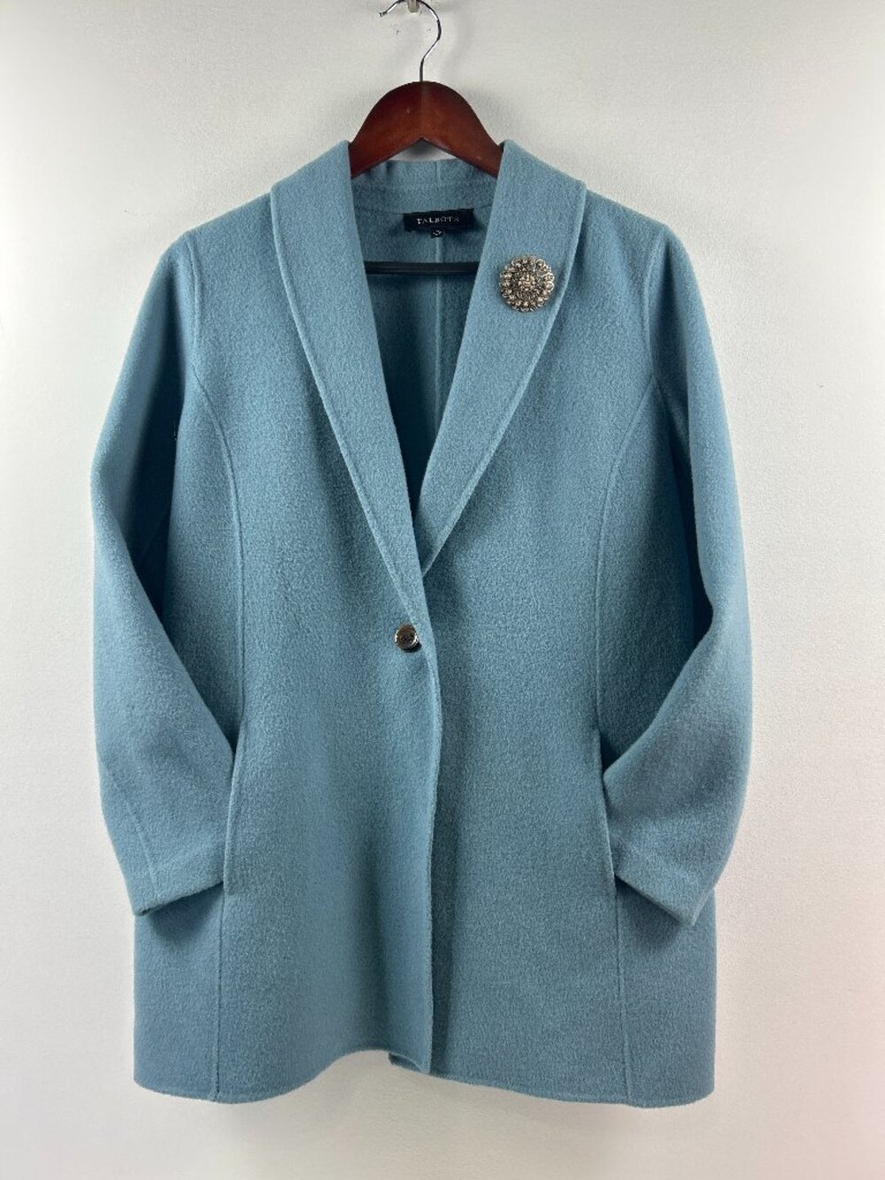 Talbots Wool Blend Coat Size 4 Sky Blue Notch Collar